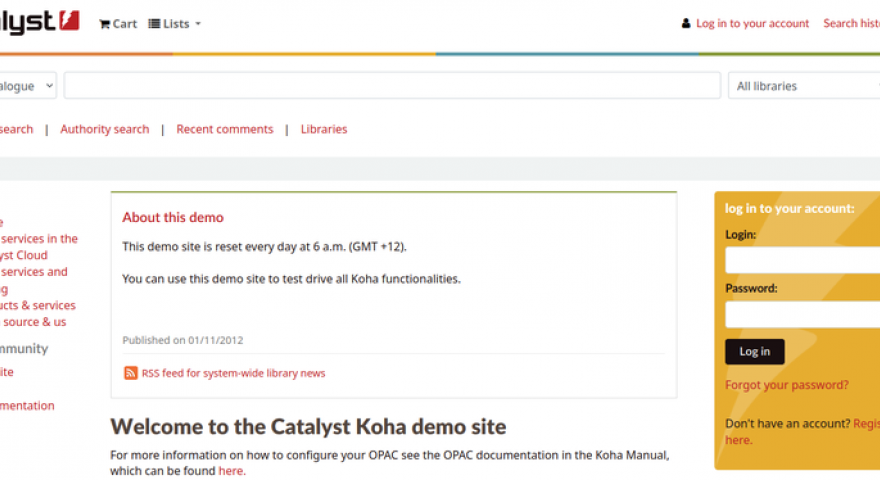 Local login indicated by the yellow box on the Catalyst demo site