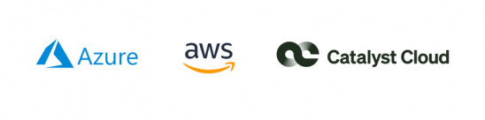 Azure, AWS and Catalyst Cloud logos 