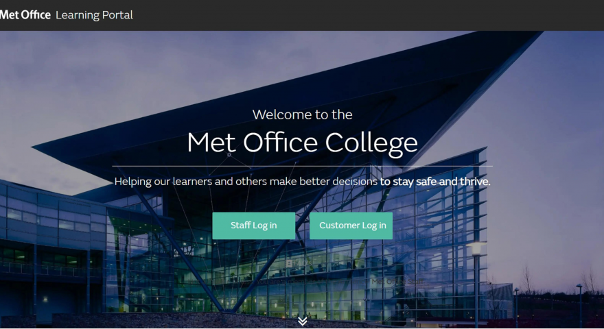 Screenshot of the Met Office Learning Portal login page
