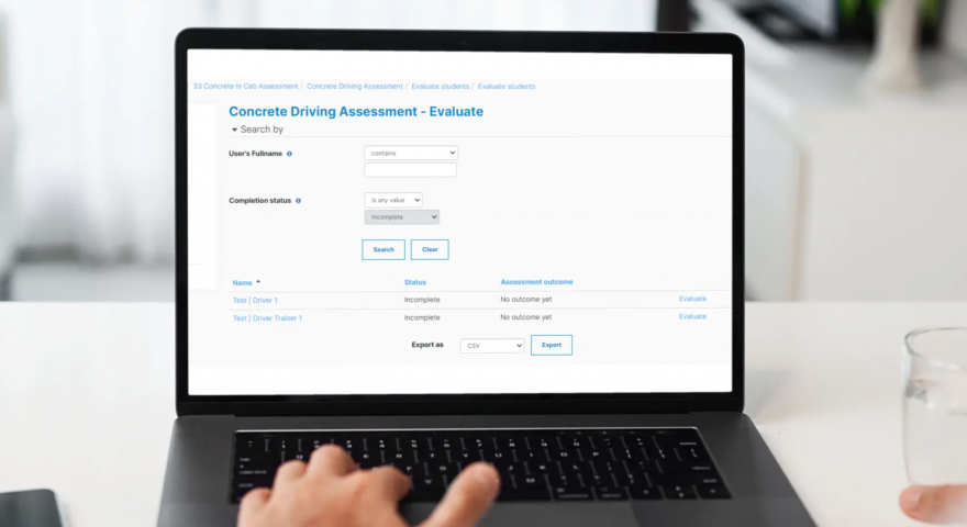 A laptop showcasing an example of a driving assessment being evaluated