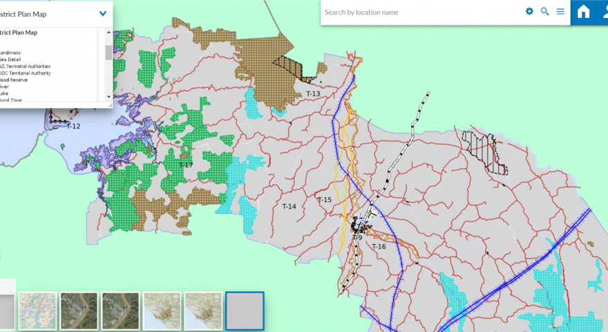 Screenshot of the ODC website mapping system showcasing a District Plan Map